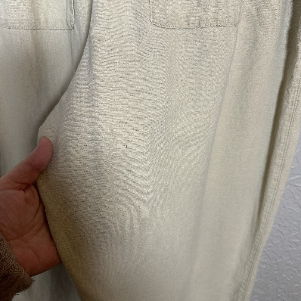 GAP Women's XL Tan Khaki Wide Leg Pants Linen Rayon Drawstring Casual Relaxed - Picture 7 of 12